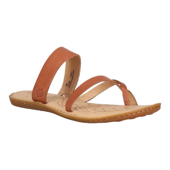 Born Shoes - BORN "Enders" Full Grain Leather CrissCross Straps Flat Sandal 7M Whiskey VGC
